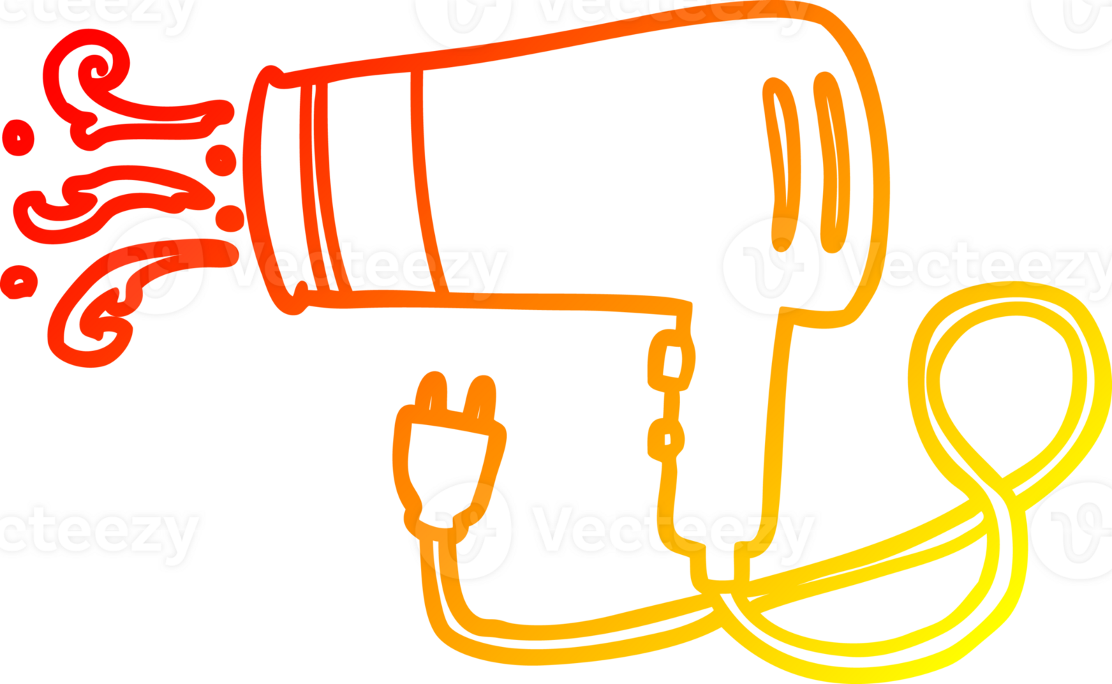 caloroso gradiente linha desenhando do uma elétrico secador de cabelo png