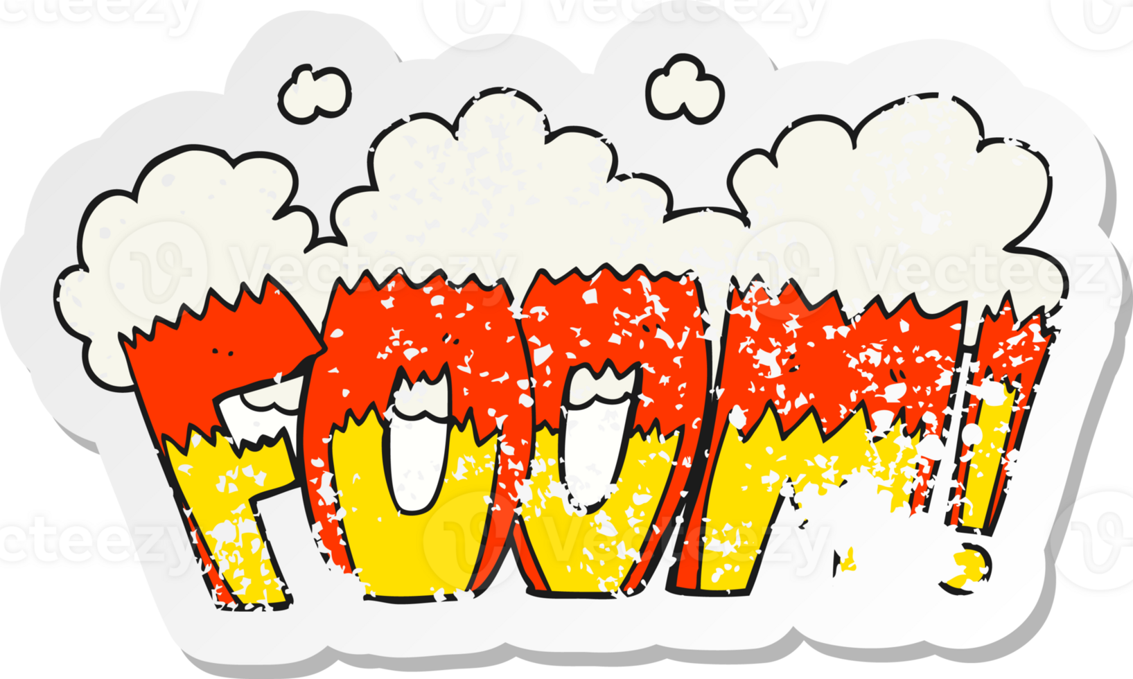 retro distressed sticker of a cartoon comic book explosion png