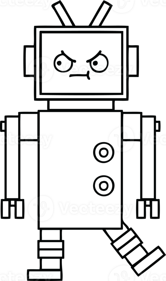 line drawing cartoon of a robot png