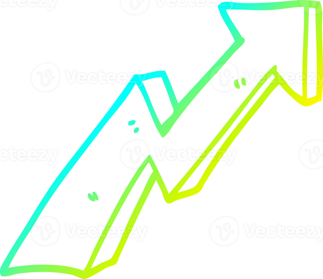 cold gradient line drawing of a cartoon business growth arrow png