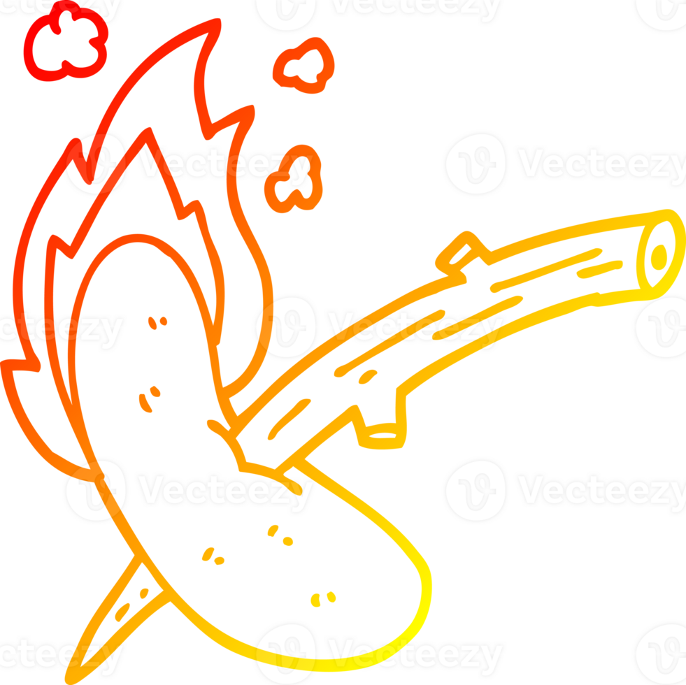warm gradient line drawing of a cartoon hot dog png