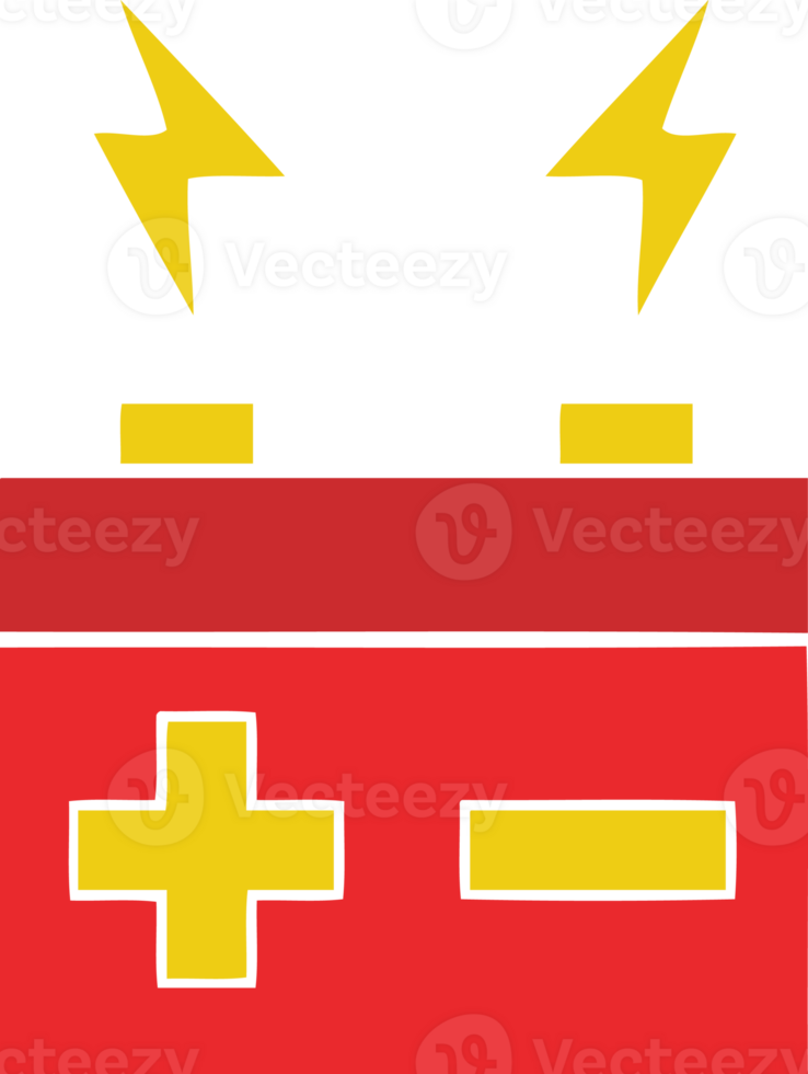 flat color retro cartoon of a electrical battery png