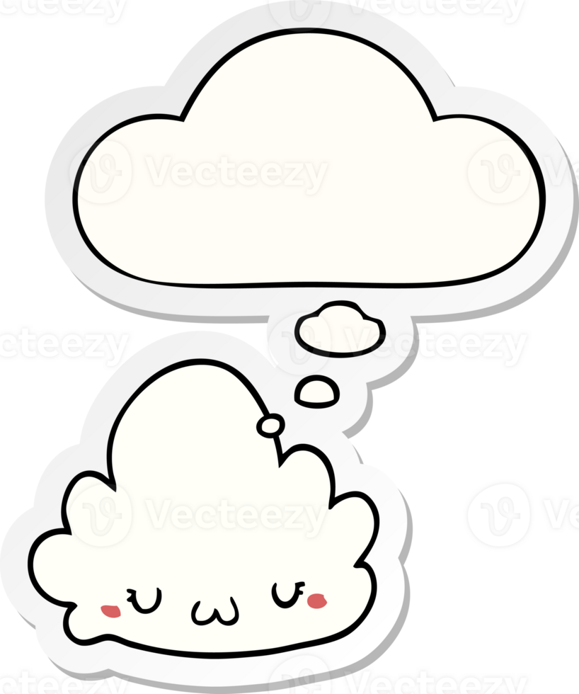 cute cartoon cloud with thought bubble as a printed sticker png