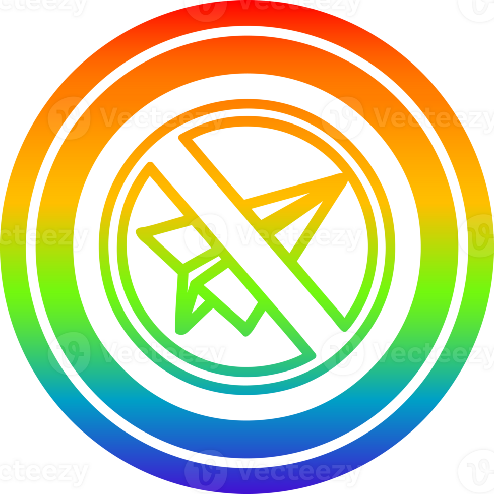 papel avión prohibición circular icono con arco iris degradado terminar png