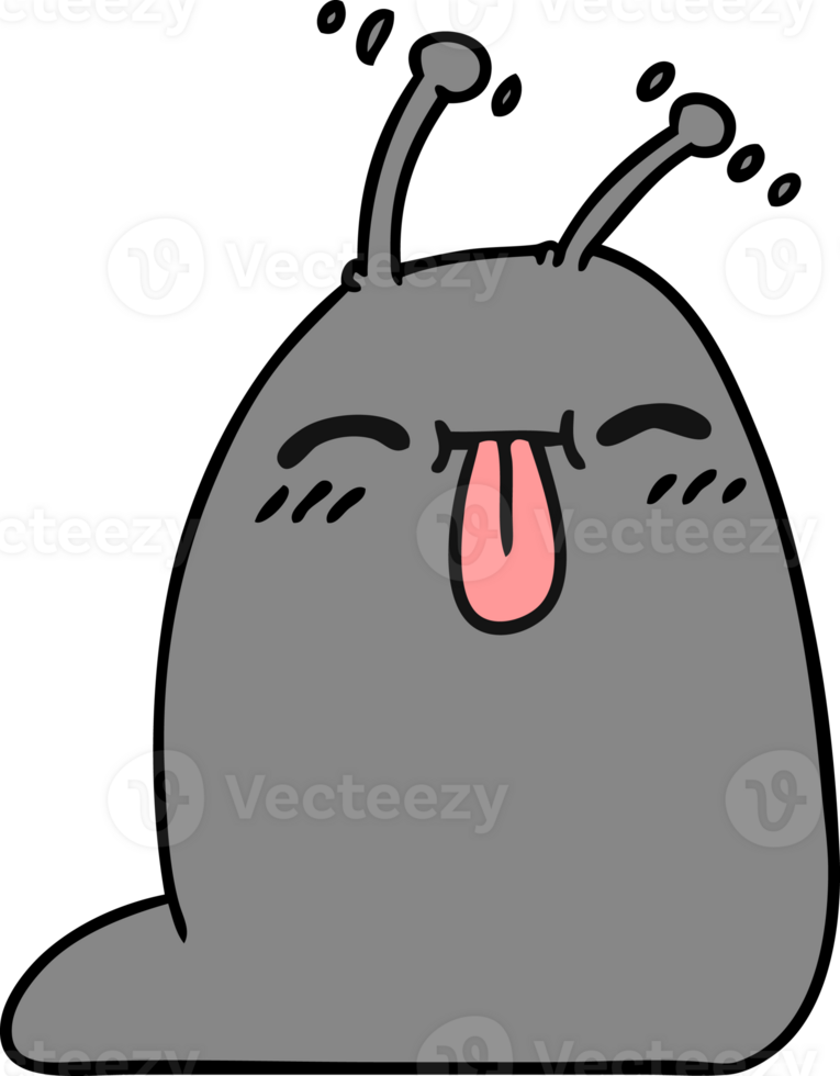 drawn cartoon of a happy kawaii slug png