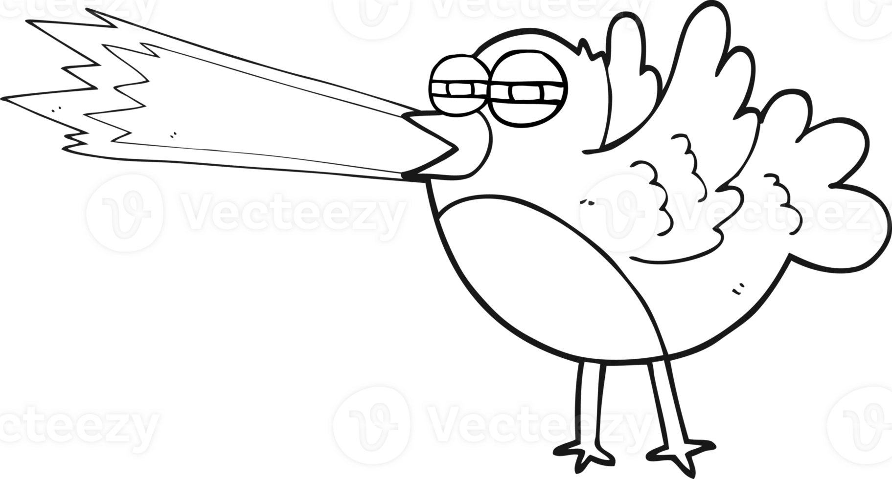 drawn black and white cartoon bird png