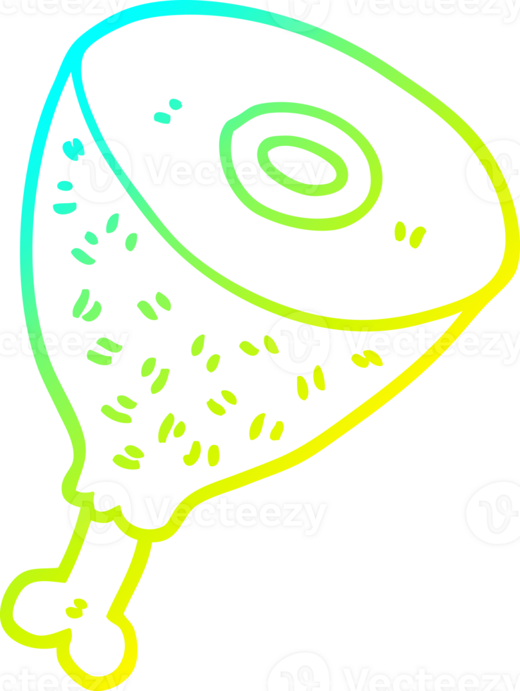 cold gradient line drawing of a cartoon cooked meat png