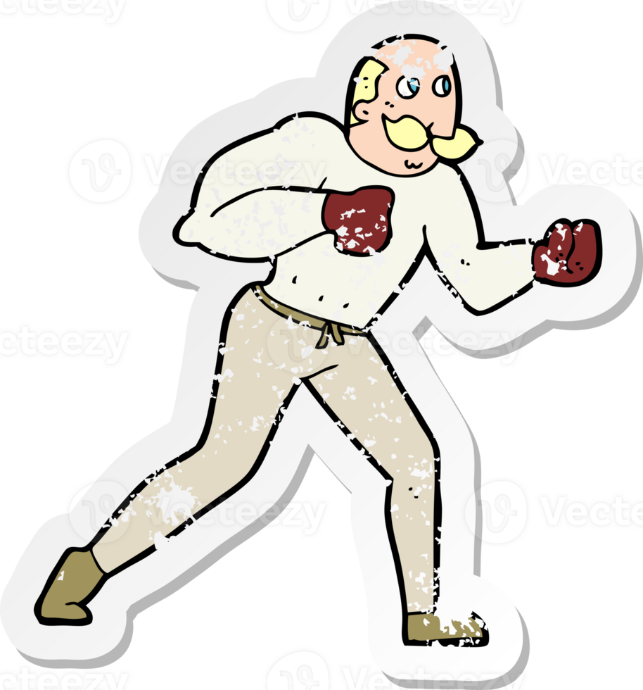 retro nödställd klistermärke av en tecknad retro boxerman png