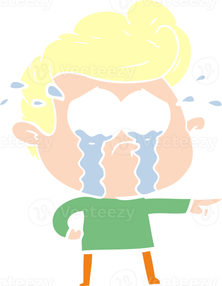 flat color style cartoon crying man png