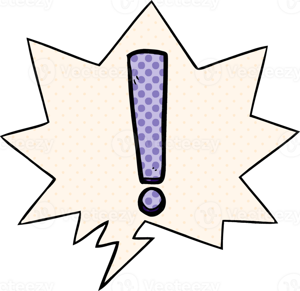 cartoon exclamation mark with speech bubble in comic book style png