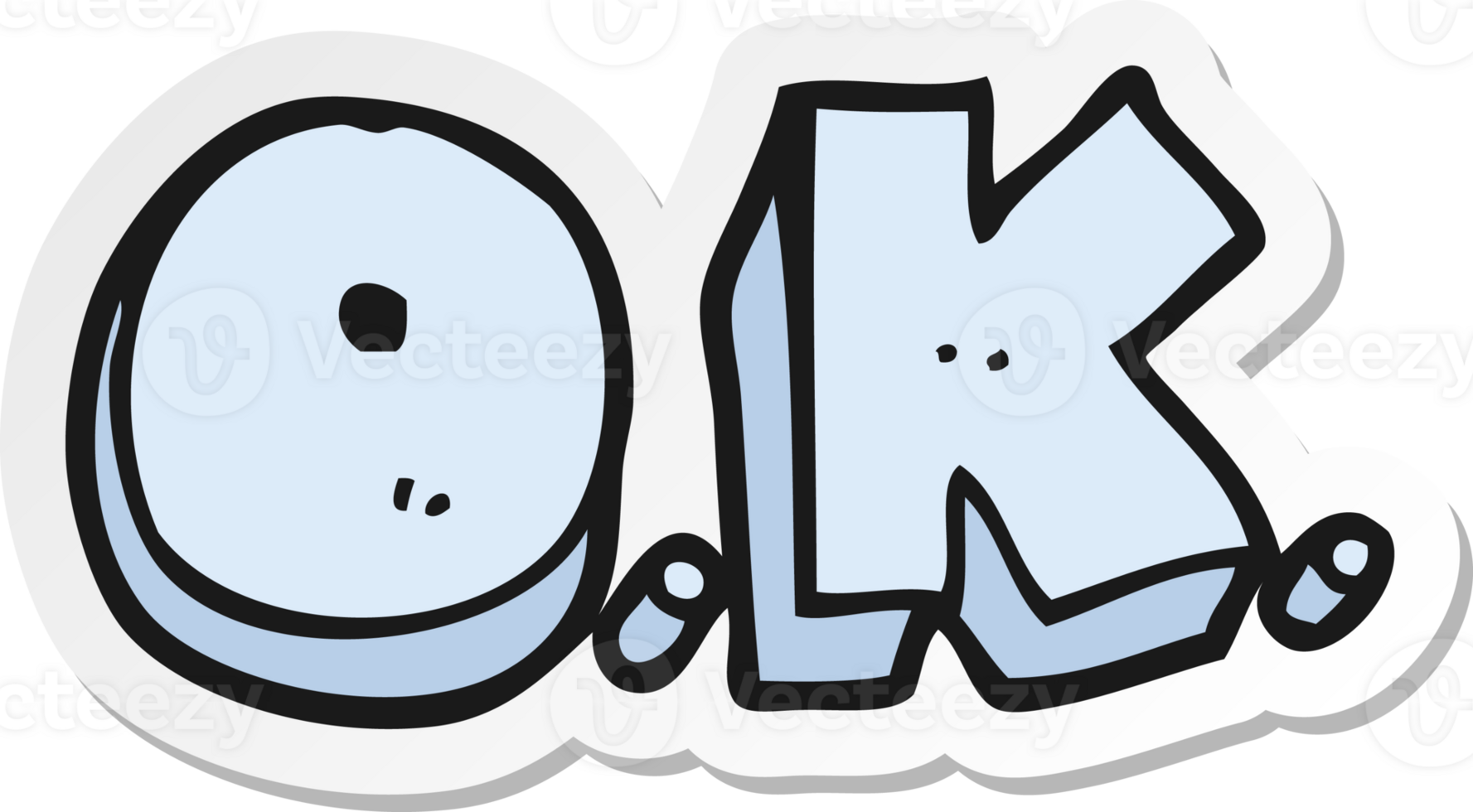 sticker of a cartoon word OK png