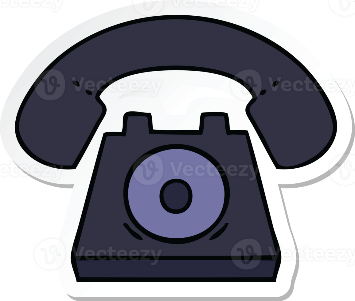 sticker of a cute cartoon old telephone png