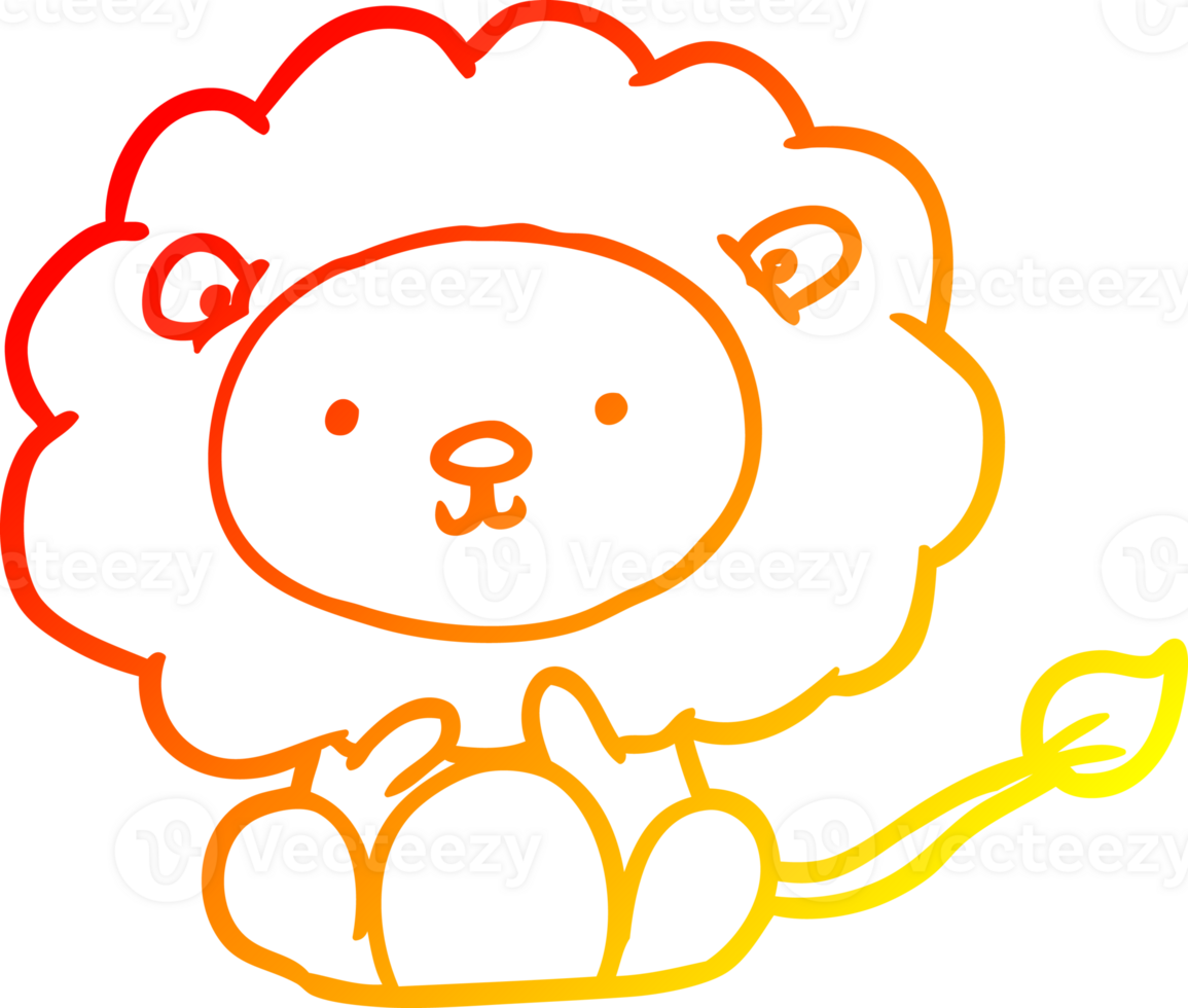 warm gradient line drawing of a cute lion png
