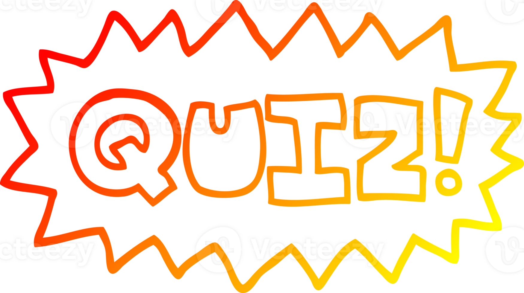 warm gradient line drawing of a cartoon quiz symbol png
