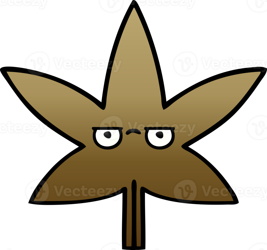 gradient shaded cartoon of a autumnal leaf png