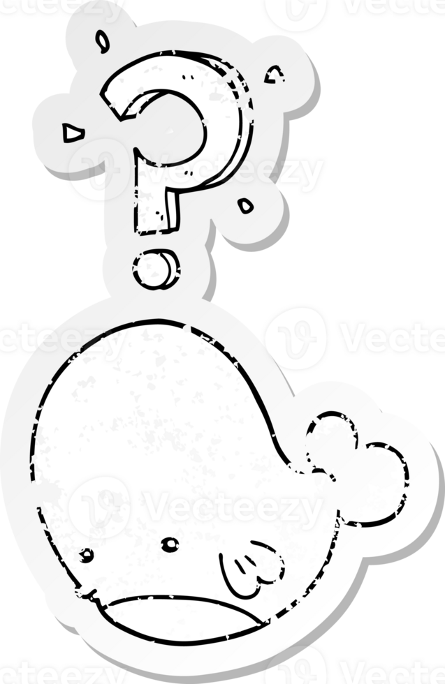 distressed sticker of a cartoon confused whale png