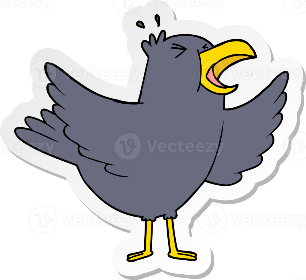 distressed sticker of a cartoon squawking bird png