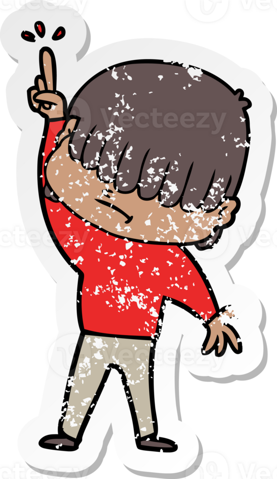 distressed sticker of a cartoon boy with untidy hair png