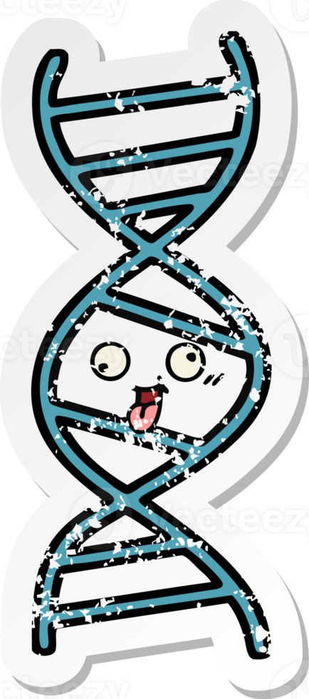 distressed sticker of a cute cartoon DNA strand png