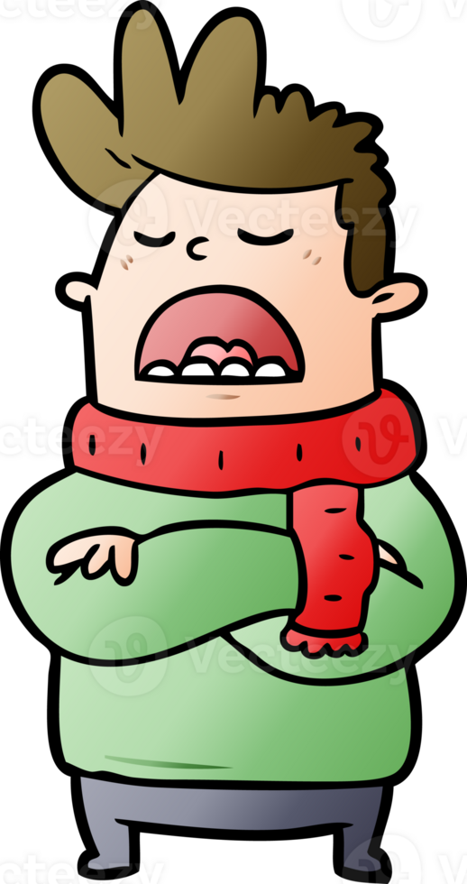 cartoon obnoxious man in winter clothes png