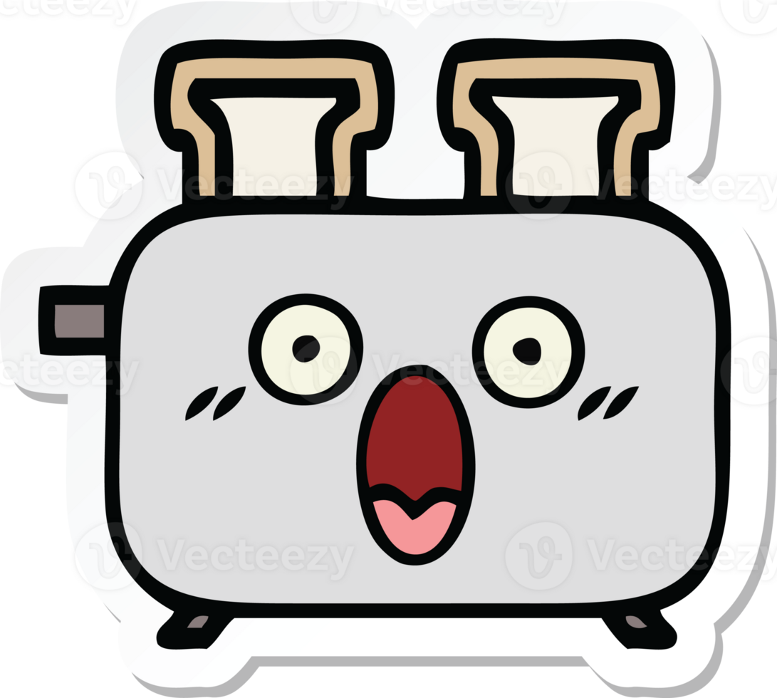 sticker of a cute cartoon of a toaster png