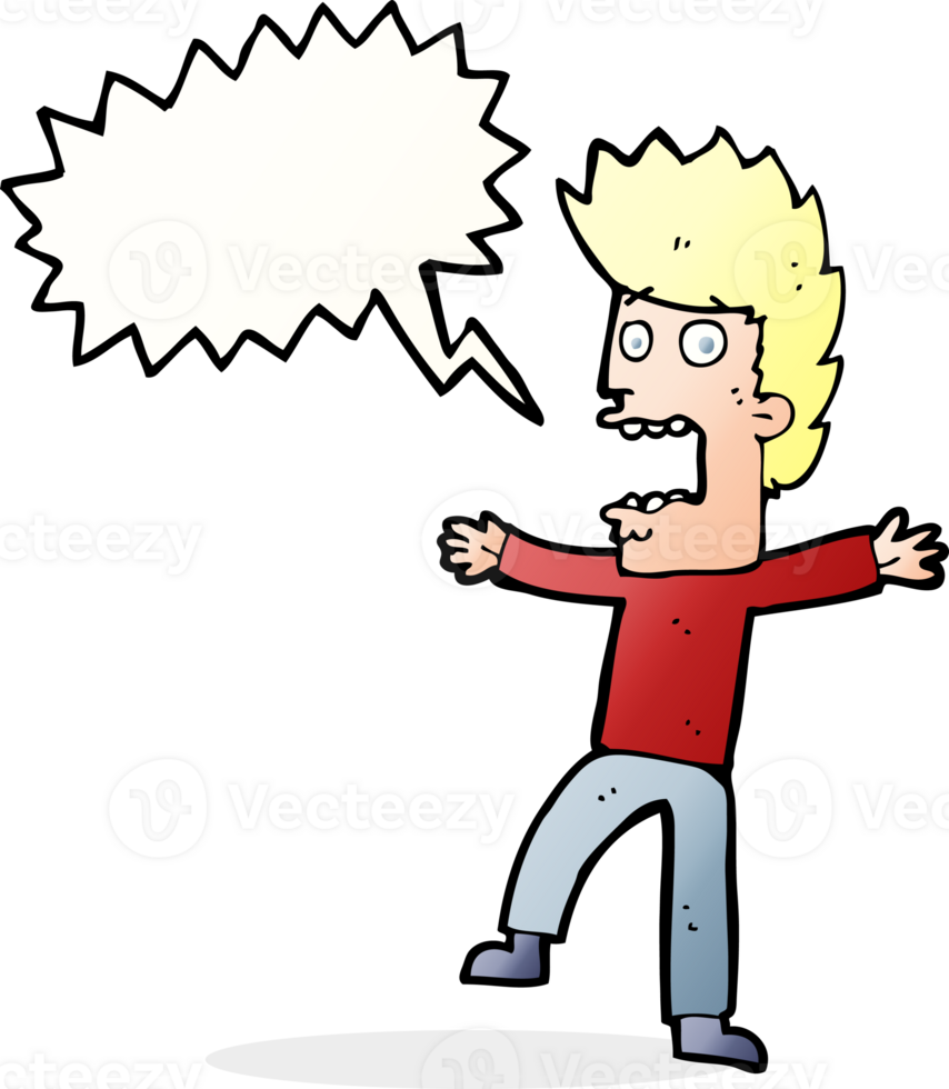 cartoon terrified man with speech bubble png