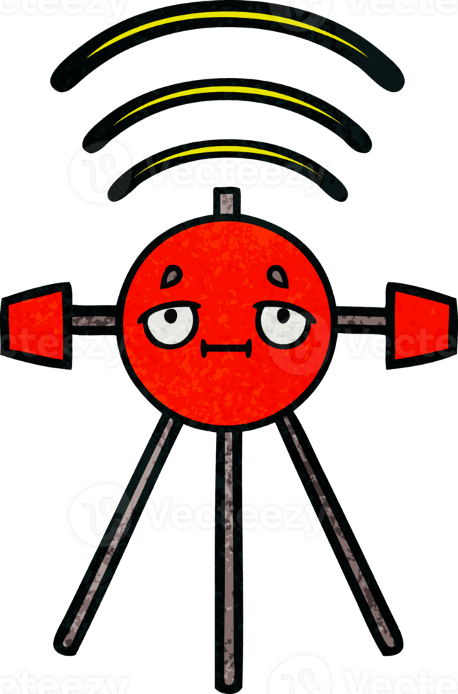 retro grunge texture cartoon of a satellite png