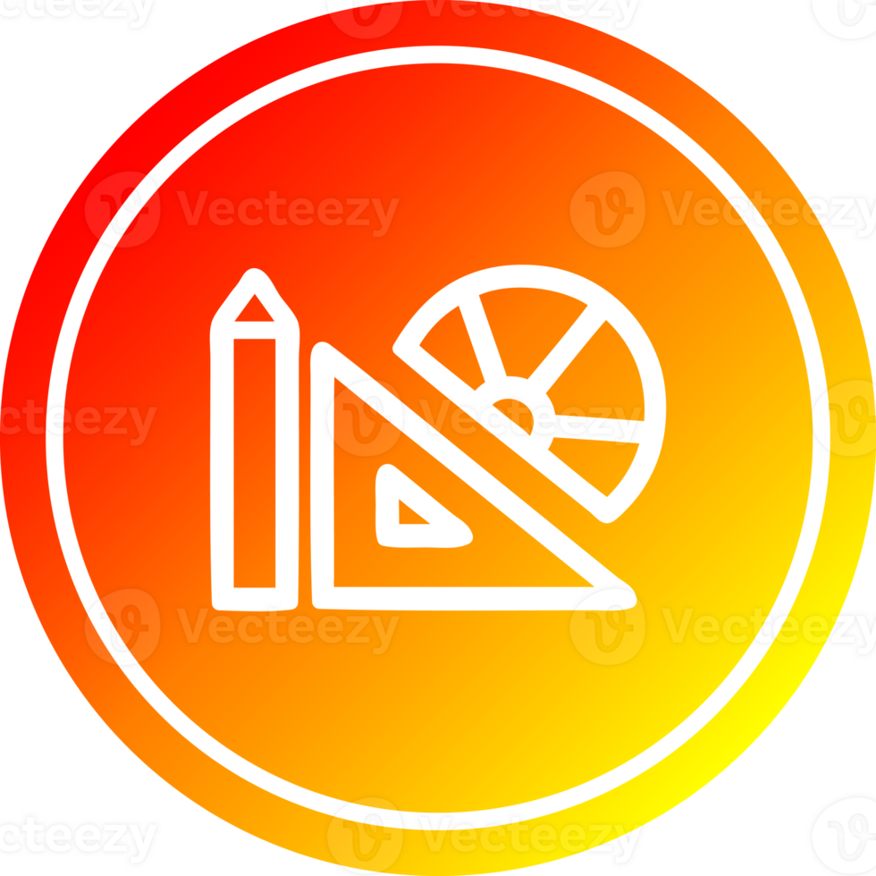 math equipment circular icon with warm gradient finish png