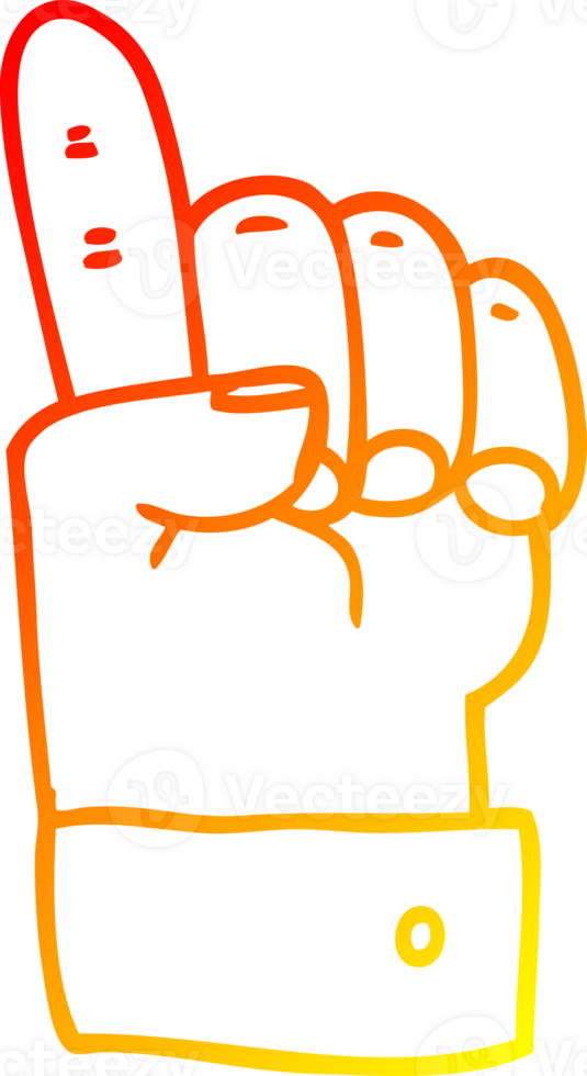 warm gradient line drawing of a cartoon pointing hand png