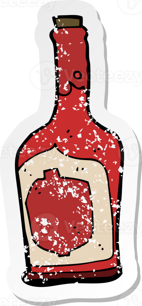 retro distressed sticker of a cartoon bottle of rum png