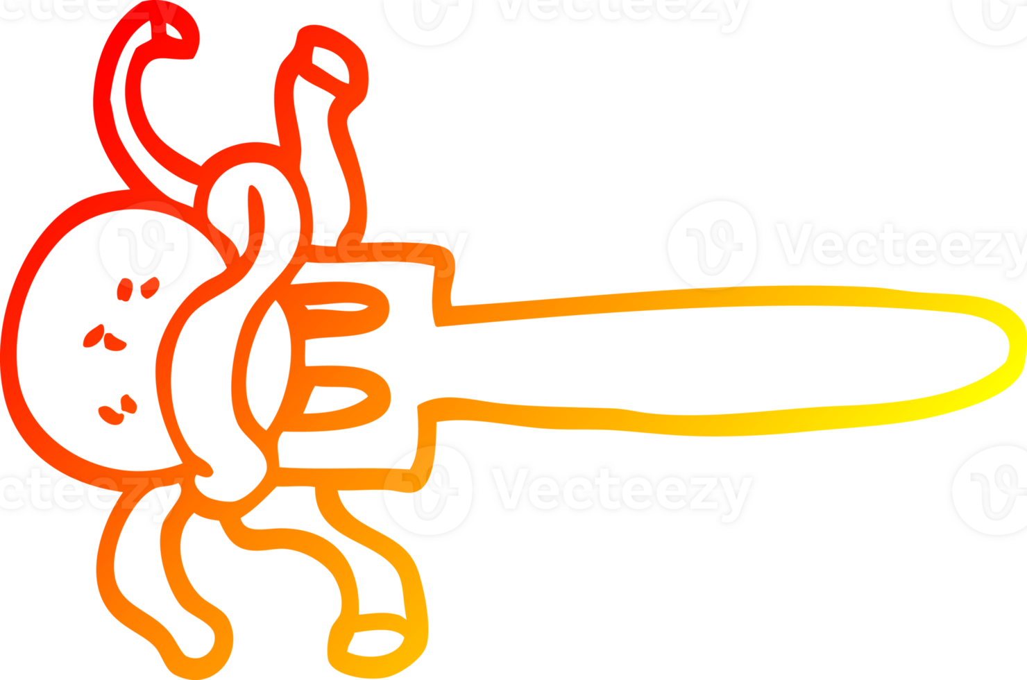 warm gradient line drawing of a cartoon meatball on fork png