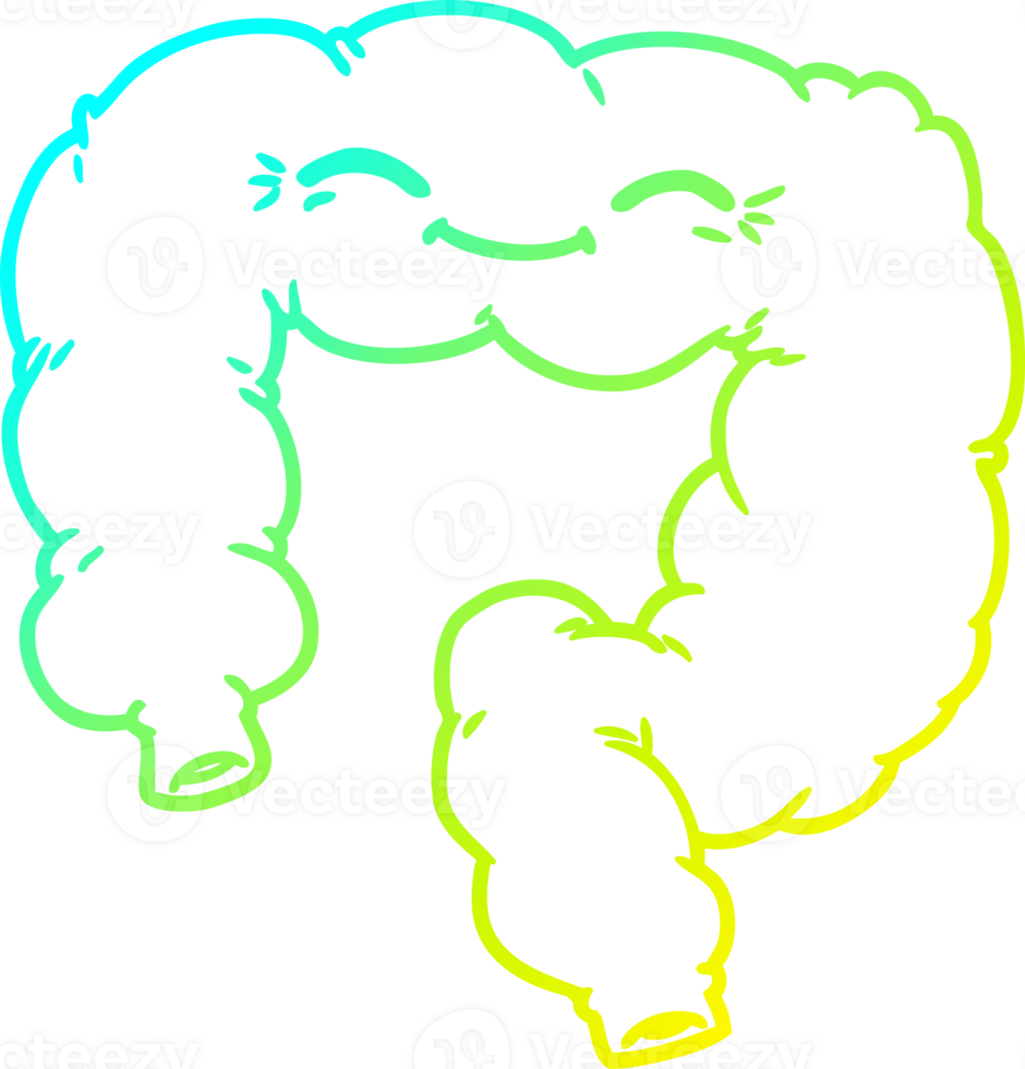 cold gradient line drawing of a cartoon happy colon png