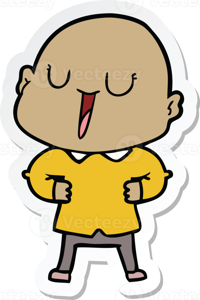 sticker of a happy cartoon bald man png