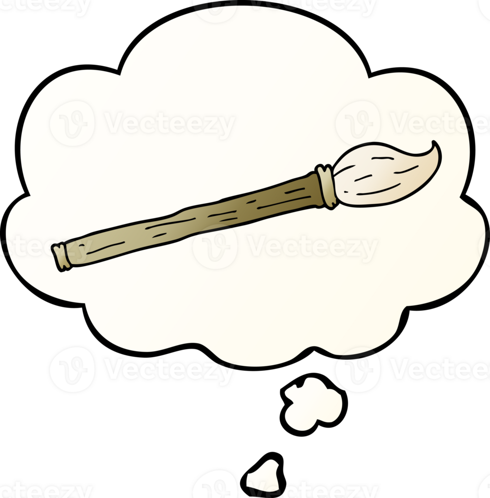 cartoon paint brush with thought bubble in smooth gradient style png