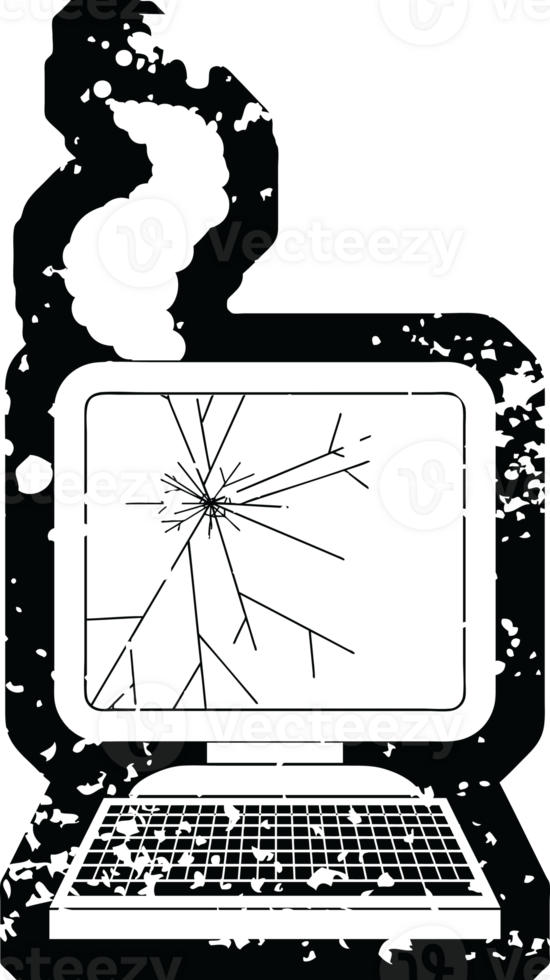 Distressed effect broken computer graphic png illustration icon