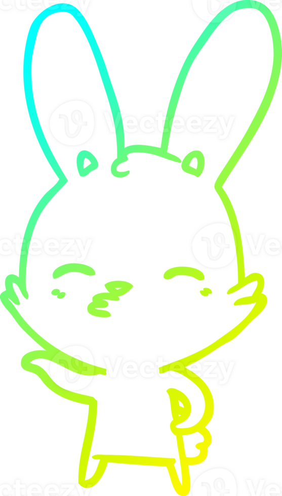 cold gradient line drawing of a curious bunny cartoon png
