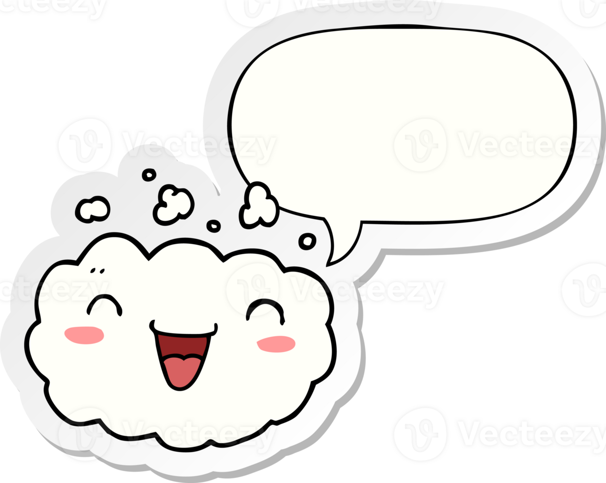 happy cartoon cloud with speech bubble sticker png