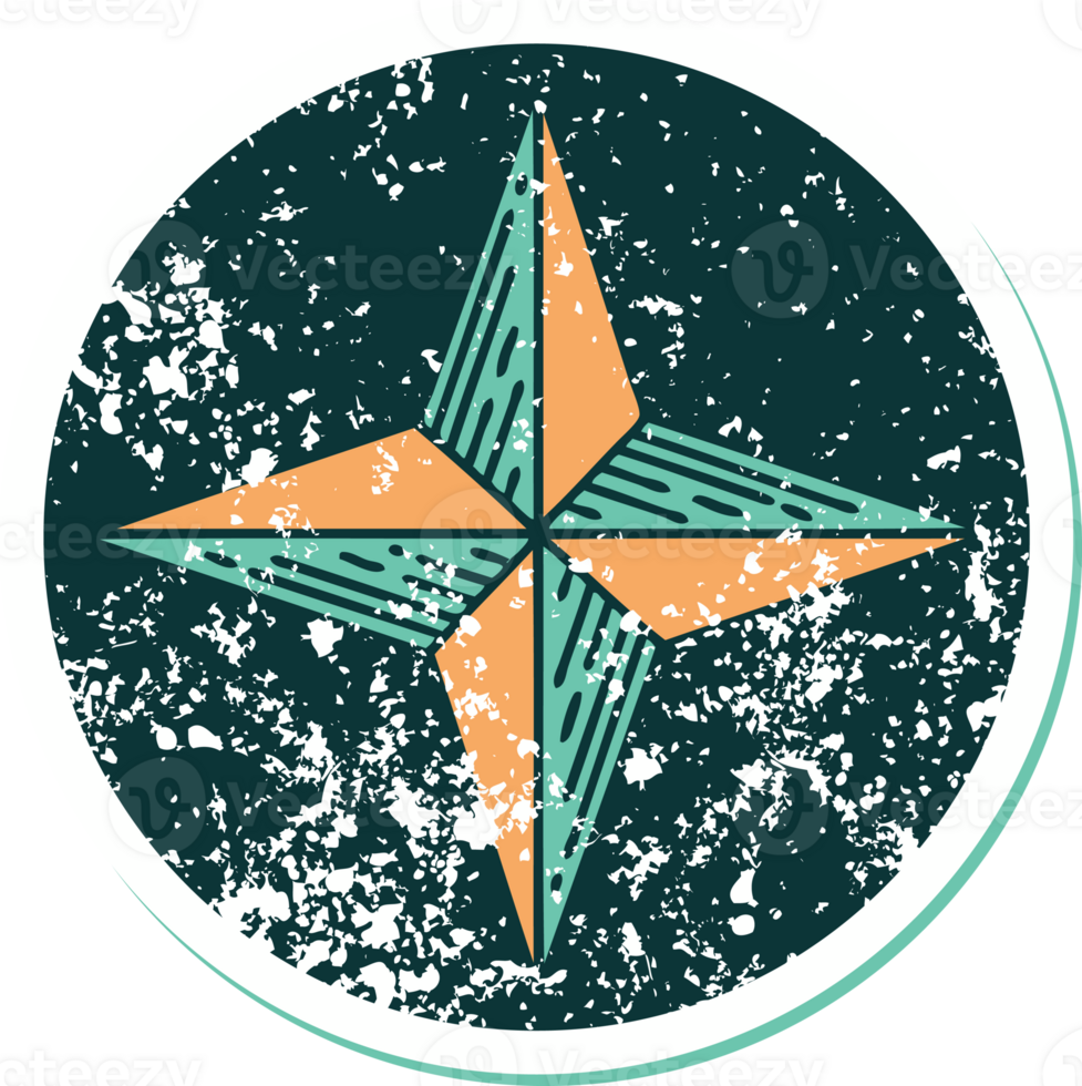 iconic distressed sticker tattoo style image of a star png