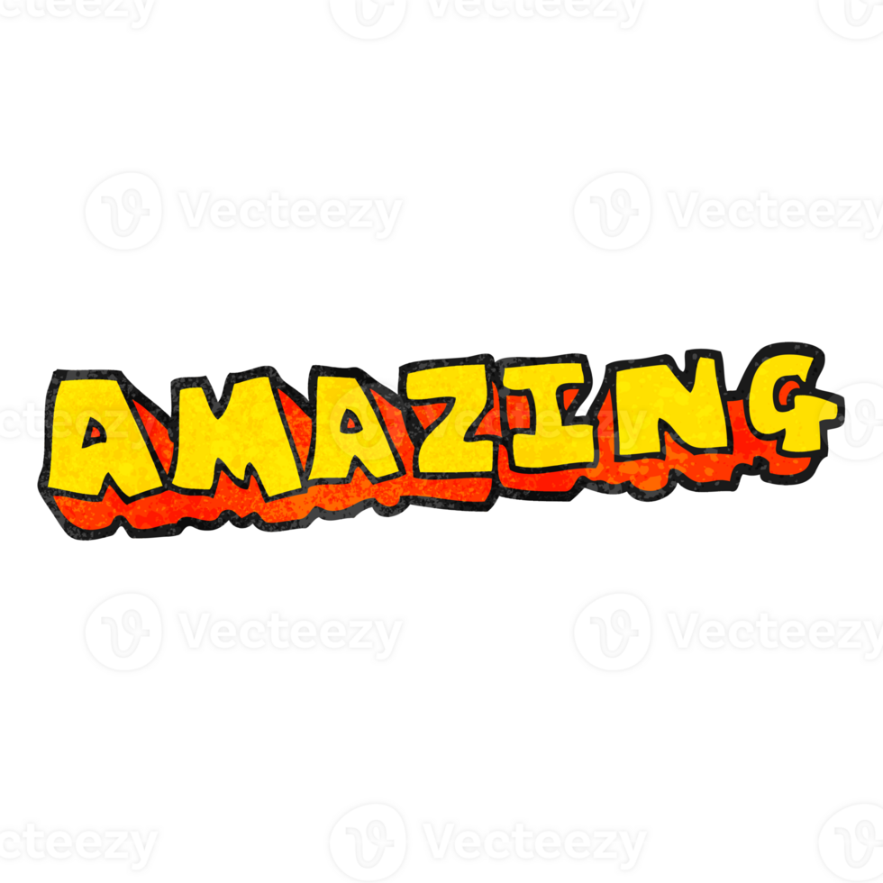 textured cartoon amazing word png