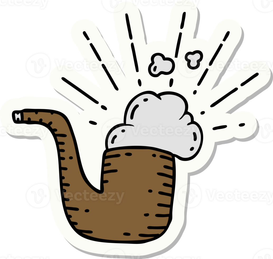 sticker of a tattoo style smoking pipe png