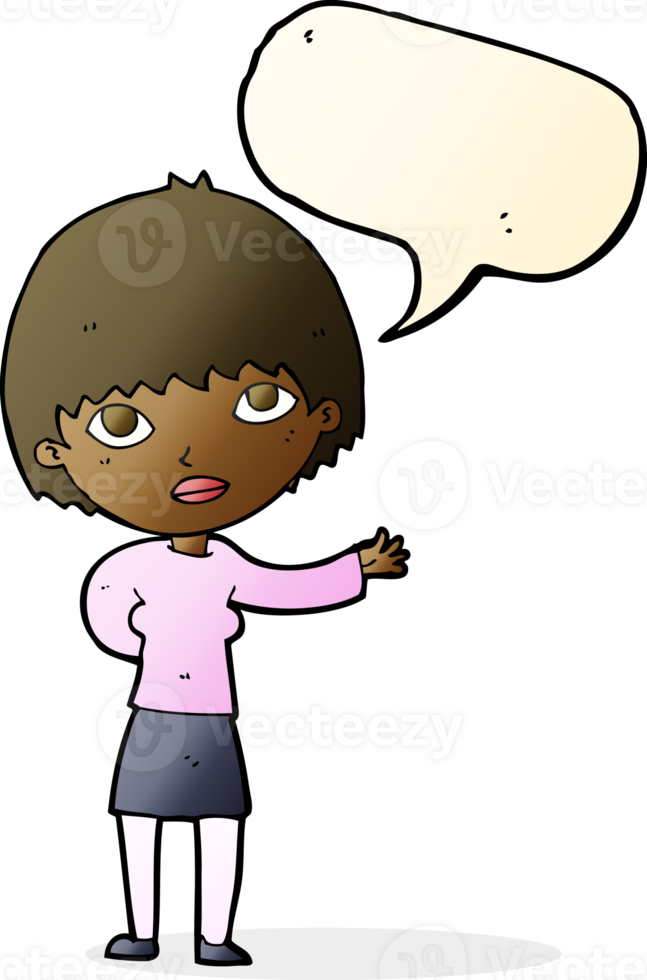 cartoon woman explaining with speech bubble png
