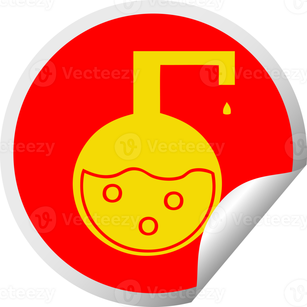 circular peeling sticker cartoon of a science experiment png