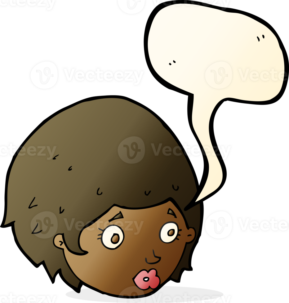 cartoon girl with concerned expression with speech bubble png