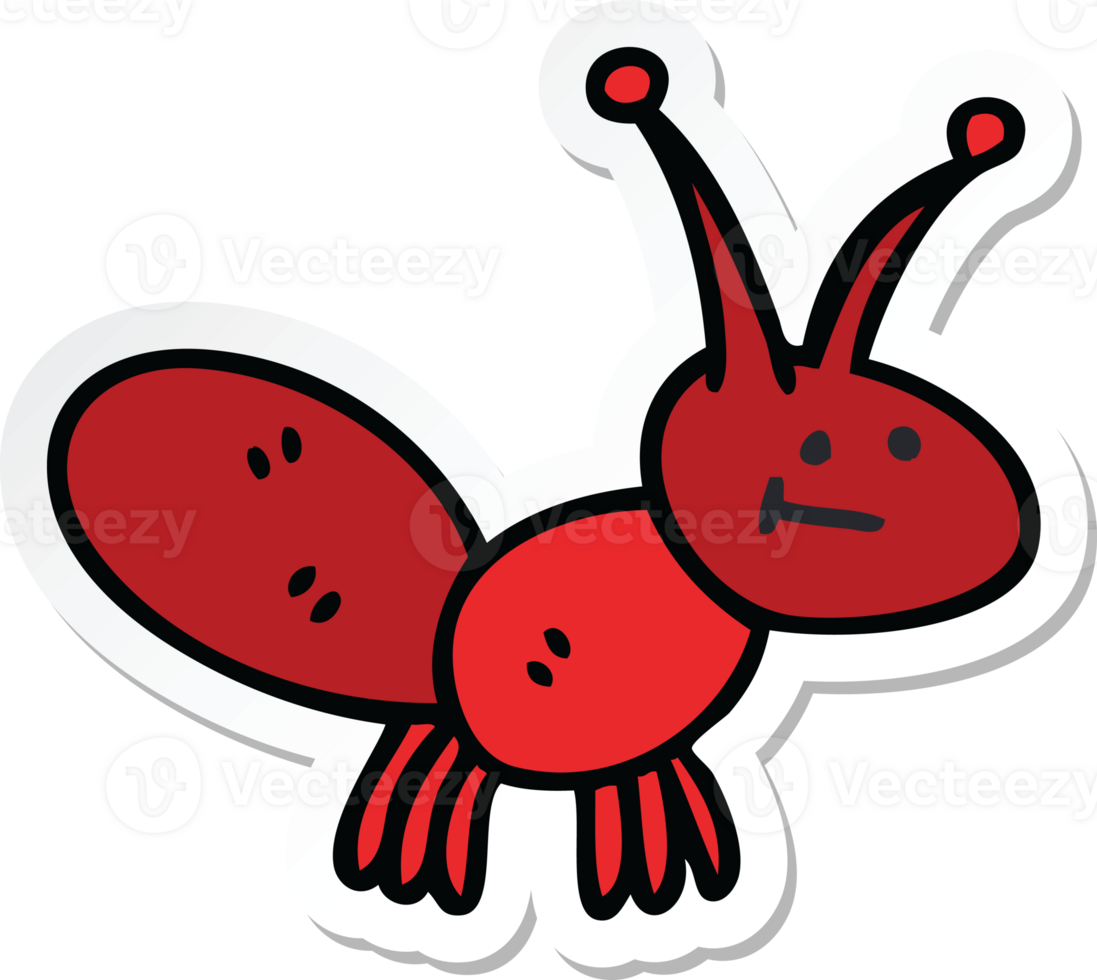 sticker of a quirky hand drawn cartoon ant png