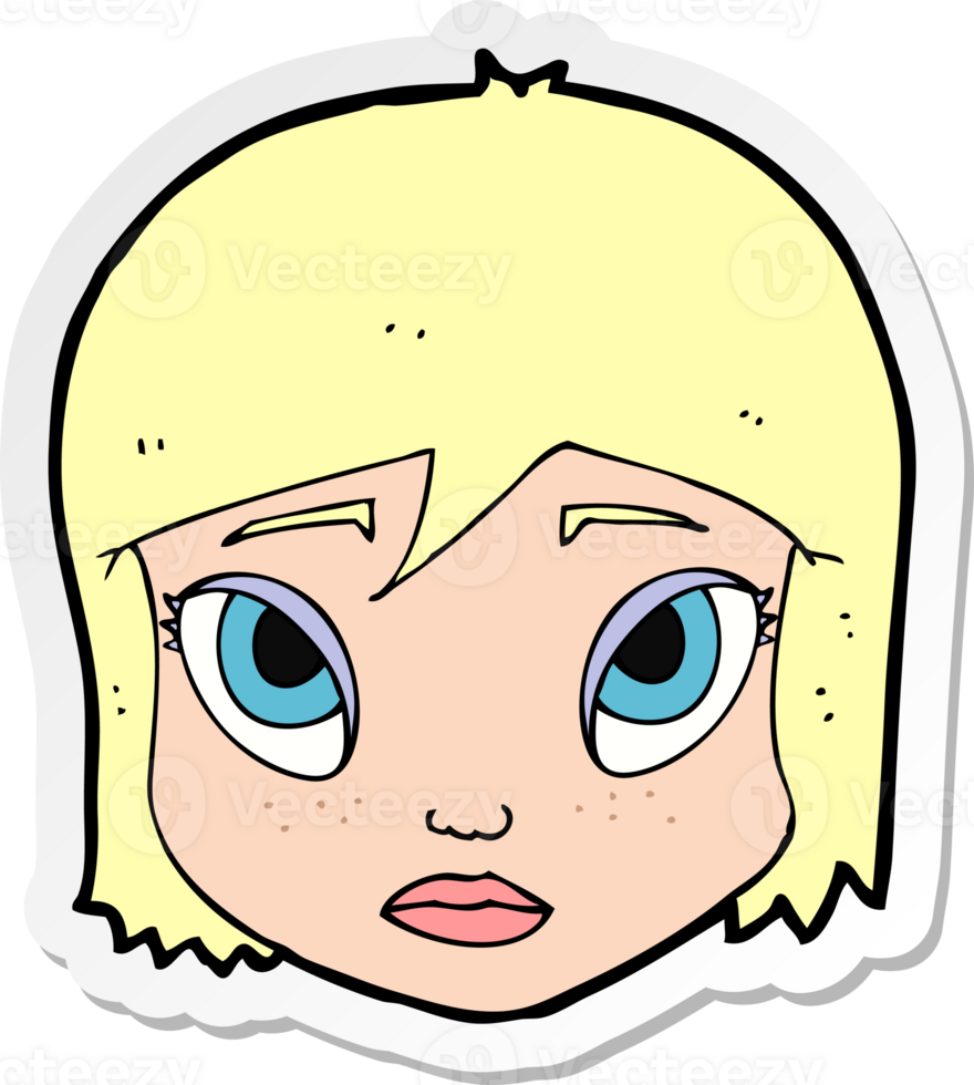 sticker of a cartoon female face png
