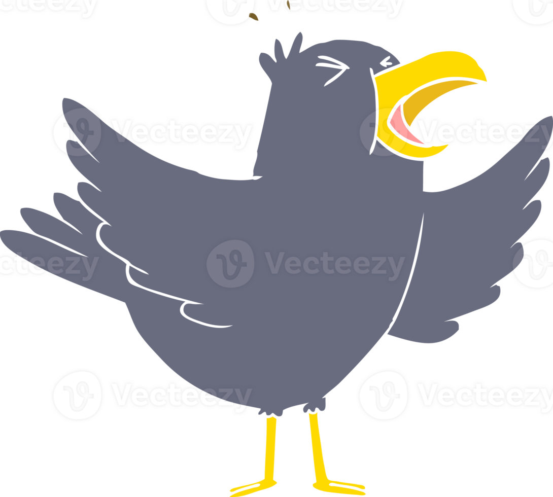 flat color style cartoon squawking bird png