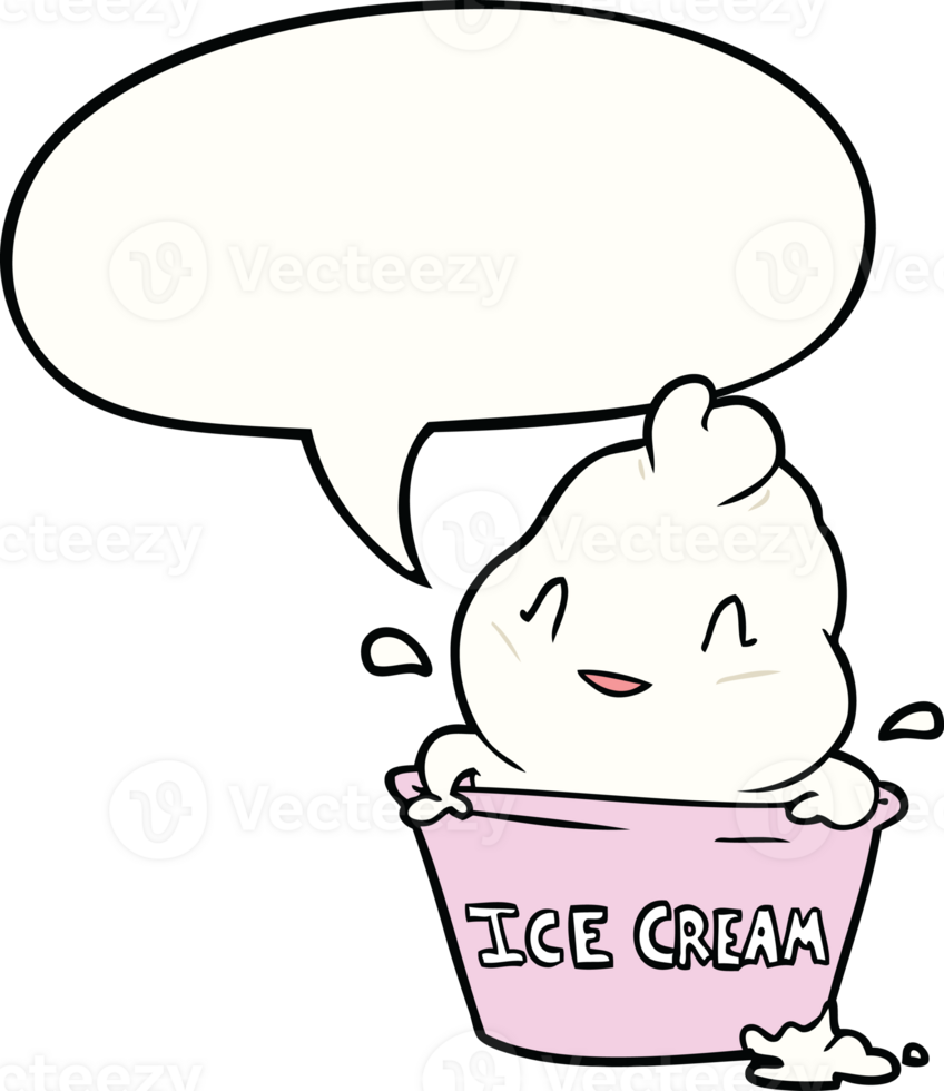 cute cartoon ice cream with speech bubble png