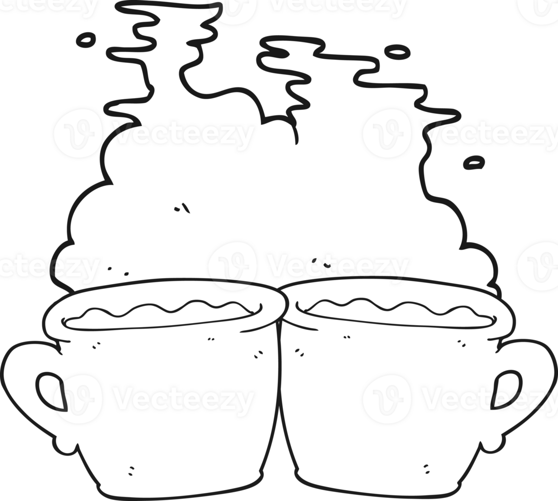drawn black and white cartoon old coffee cup png