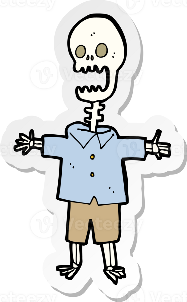sticker of a cartoon skeleton png