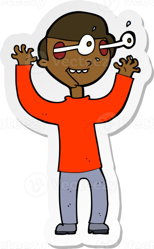 sticker of a cartoon man with popping out eyes png
